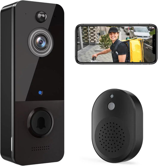 "📹✨ Upgrade Your Home Security! Check out our Wireless Smart Video Doorbell Camera with Chime - sleek black design for a modern touch! 🚪🔔 #SmartHome #Security"