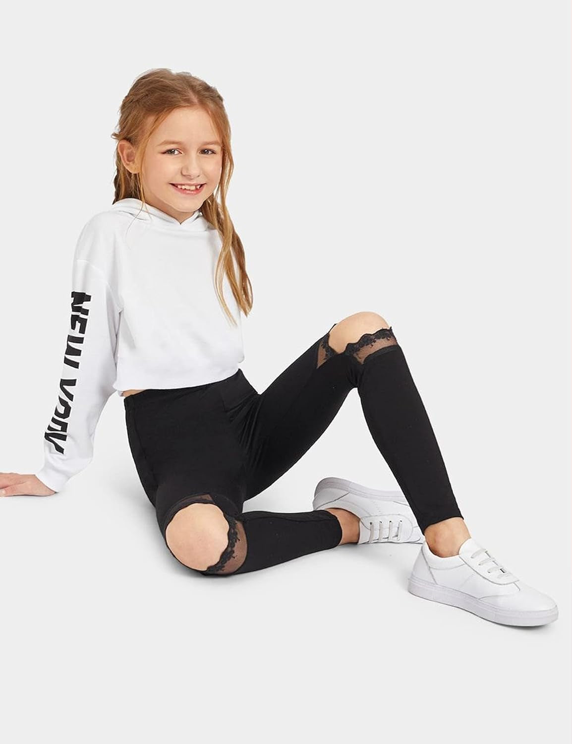 Crop Hoodies for Kids Girls Letter Prints Sweatshirts Pullover with Hood White & Letter 9-10 Years