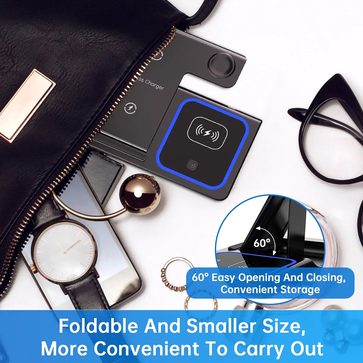 "✨ Charge in Style! 🚀 3-in-1 Wireless Charging Station for iPhone 15/14/13/12/11 Pro Max, Apple Watch, & AirPods! Fast 18W Power & Includes QC3.0 Adapter! 🔋 #WirelessCharging #TechGoals"