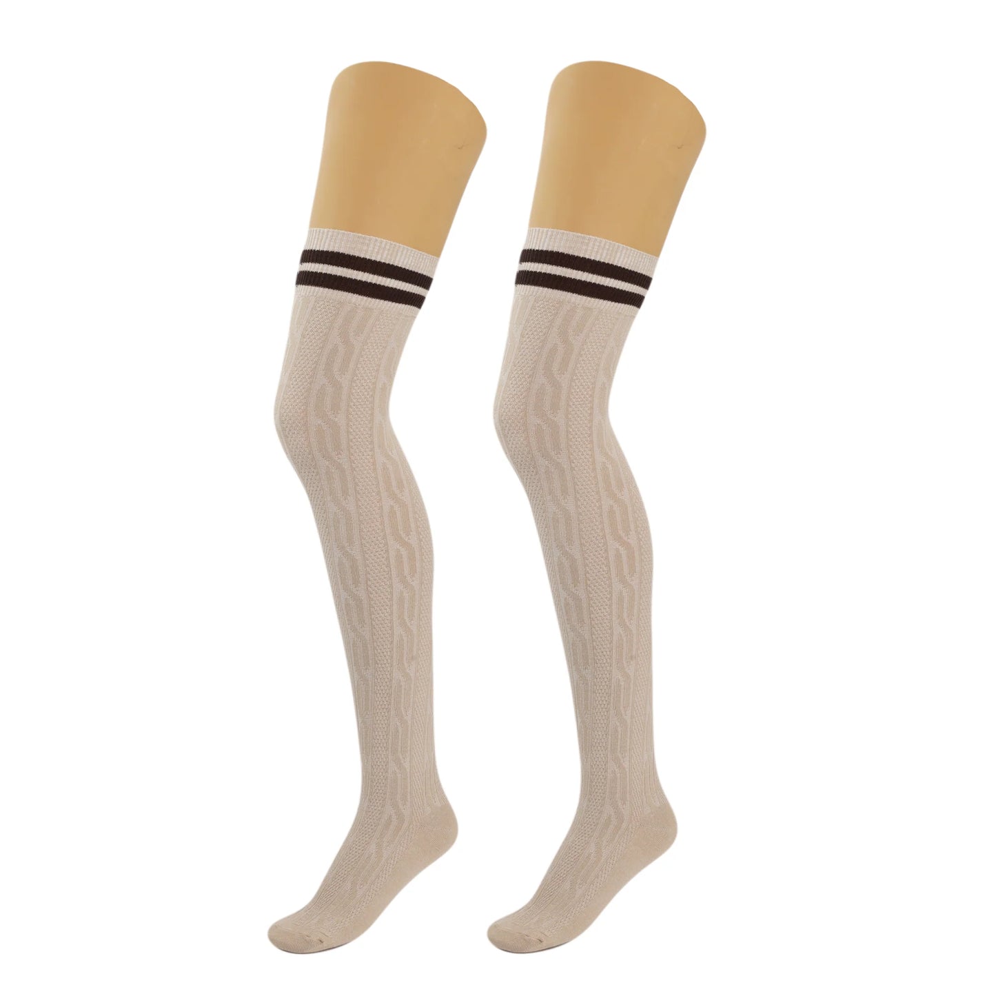 1 Pair - Thigh High Knitted Socks for Women Warm Stocking over Knee Long Boot Socks