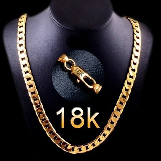 Fashion Men 18K Gold Necklace Cuban Chain Necklace for Men Jewelry Gifts 24 Inches