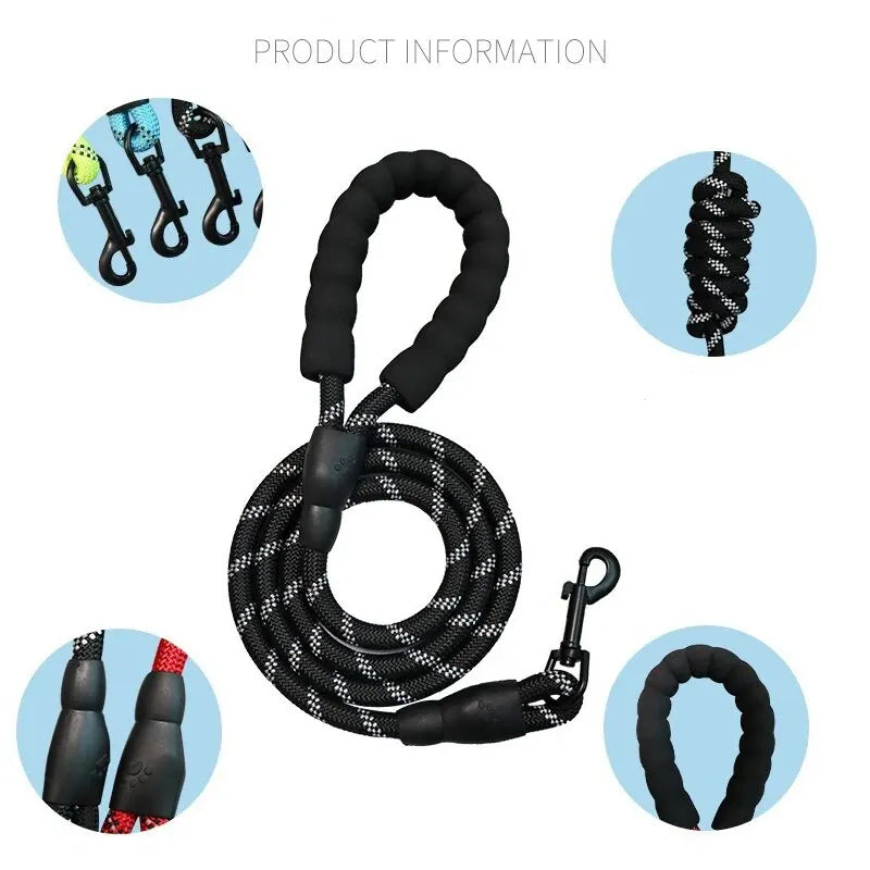 Pet Reflective Leash Nylon round Leash Explosionproof Punch Leash Dog Walking round Leash without Strangulation